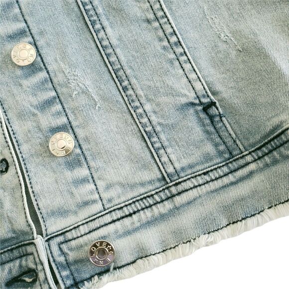 GENERATION LOVE Georgie satin sleeve distressed denim jeans jacket Size XS NEW - Picture 5 of 7